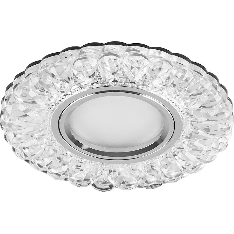 Светильник точечный встраиваемый под лампу, с LED подсветкой CD938 15LED*2835 SMD 4000K, MR16 50W G5.3, прозрачный, хром