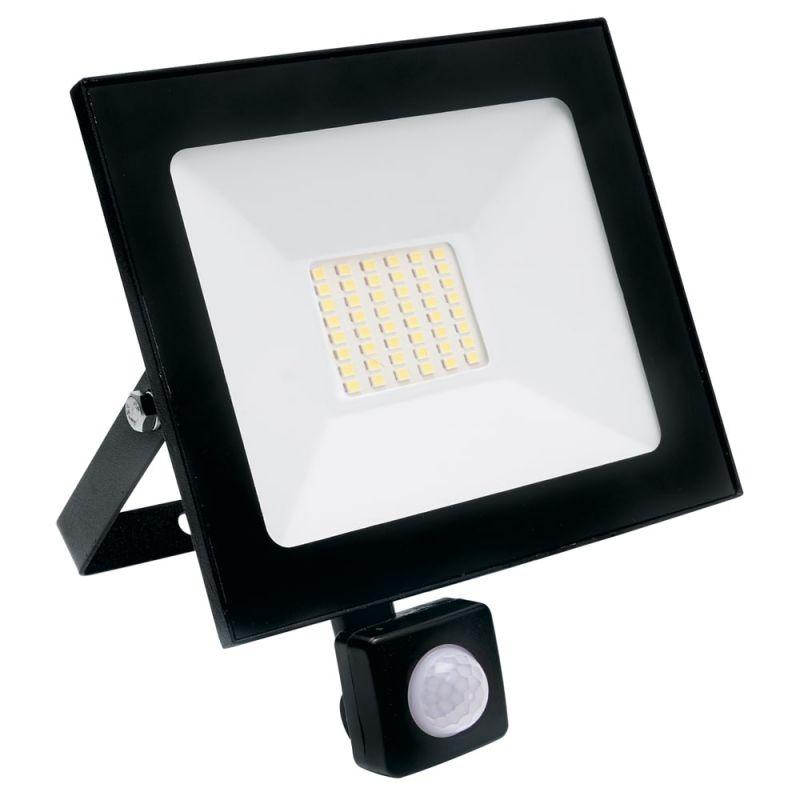 Прожектор светодиодный SFL80-50 с встроенным датчиком 2835SMD 50W 6400K AC220V/50Hz IP65, черный в компактном корпусе