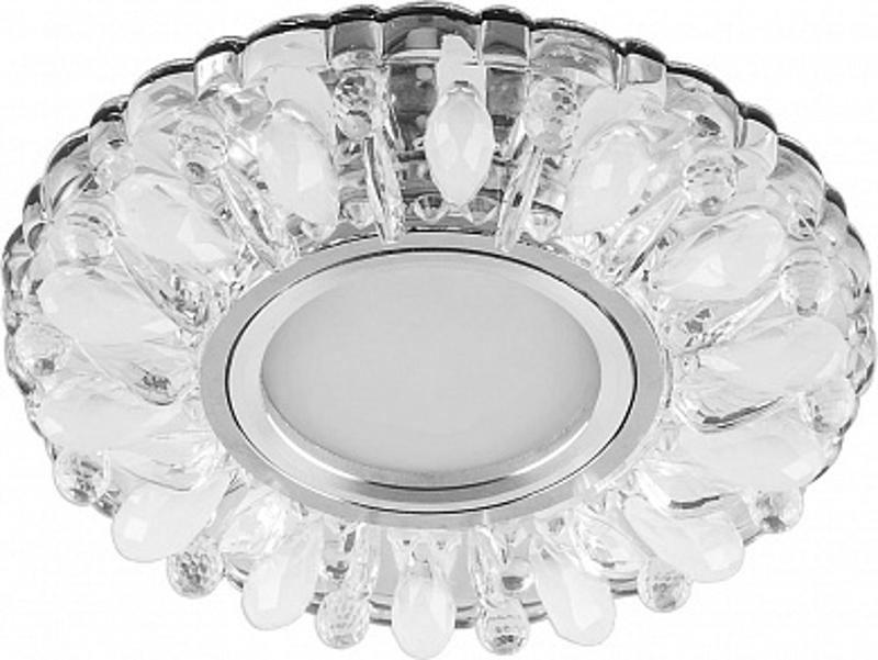 Светильник точечный встраиваемый под лампу, с LED подсветкой CD914 15LED*2835 SMD 4000K, MR16 50W G5.3, прозрачный-матовый, хром