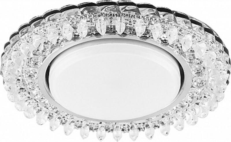 Светильник встраиваемый с белой LED подсветкой CD4027 потолочный GX53 без лампы прозрачный