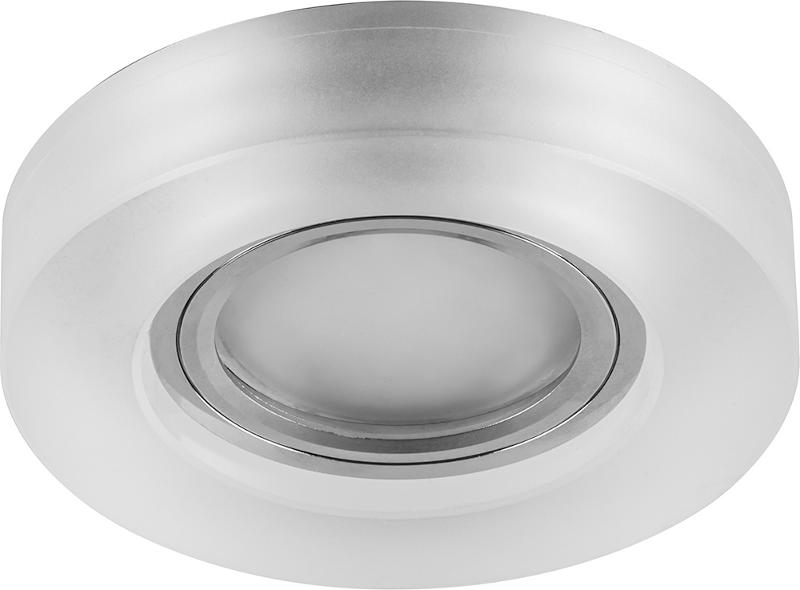 Светильник точечный встраиваемый под лампу, с LED подсветкой CD8080 15LED*2835SMD 4000K, MR16 50W G5.3 белый матовый "круг", хром