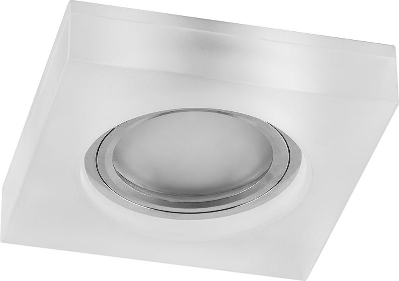Светильник точечный встраиваемый под лампу, с LED подсветкой CD8180 15LED*2835SMD 4000K, MR16 50W G5.3 белый матовый "квадрат", хром