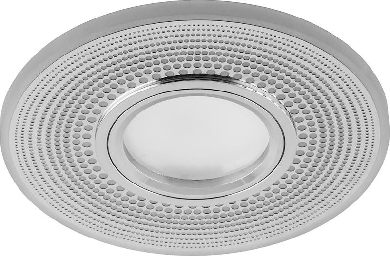 Светильник точечный встраиваемый под лампу, с LED подсветкой CD950 15LED*2835 SMD 4000K, MR16 50W G5.3, белый матовый, хром