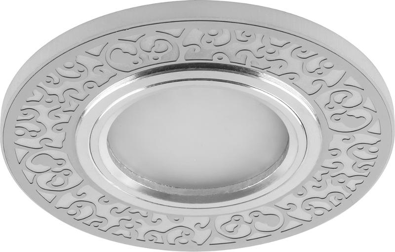 Светильник точечный встраиваемый под лампу, с LED подсветкой CD951 15LED*2835 SMD 4000K, MR16 50W G5.3, белый матовый, хром