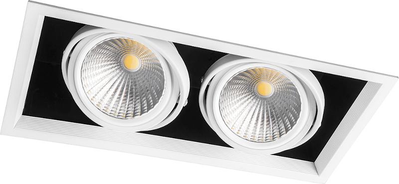 Светильник светодиодный встраиваемый карданный AL212, 2x30W, 5400 Lm, 4000К, 35 градусов, белый