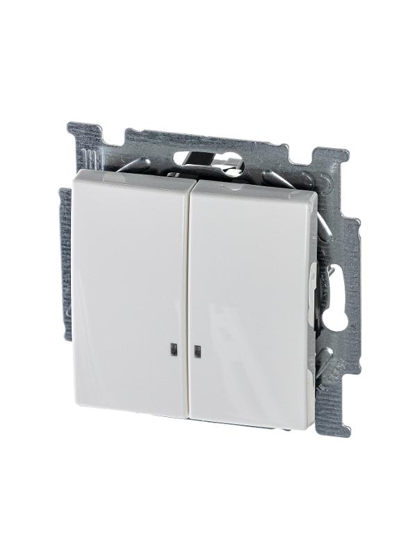 ABB Basic 55 Альп. белый Выключатель 2-клавишный с подсветкой