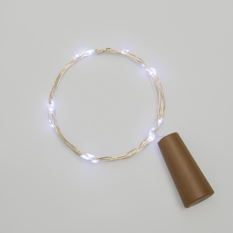 Гирлянда Роса с пробкой 2 м, 20 LED, белое свечение, 3хLR44 в комплекте