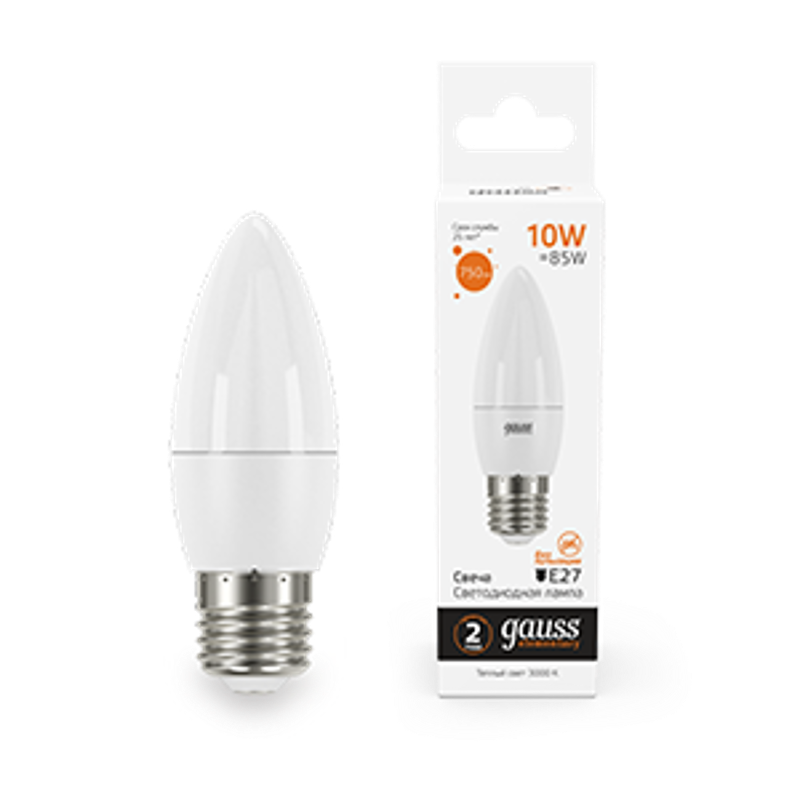 Лампа светодиодная Elementary Свеча 10W 750lm 3000K E27 LED 1/10/100