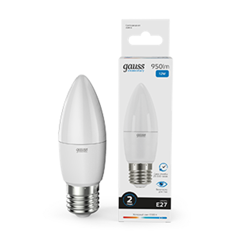 Лампа светодиодная Elementary Свеча 12W 950lm 6500K E27 LED 1/10/100