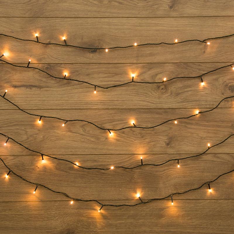 Гирлянда "Твинкл Лайт" 4 м, темно-зеленый ПВХ, 25 LED, цвет ТЕПЛЫЙ БЕЛЫЙ