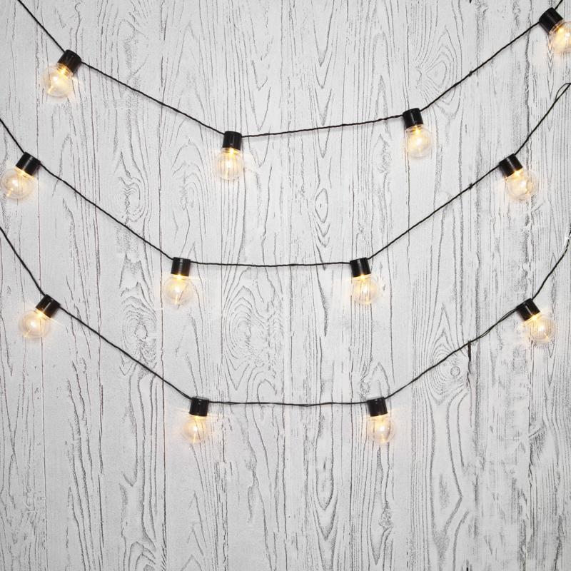 Лофт-гирлянда светодиодная 5 м, черный ПВХ, 20 LED, теплое белое свечение