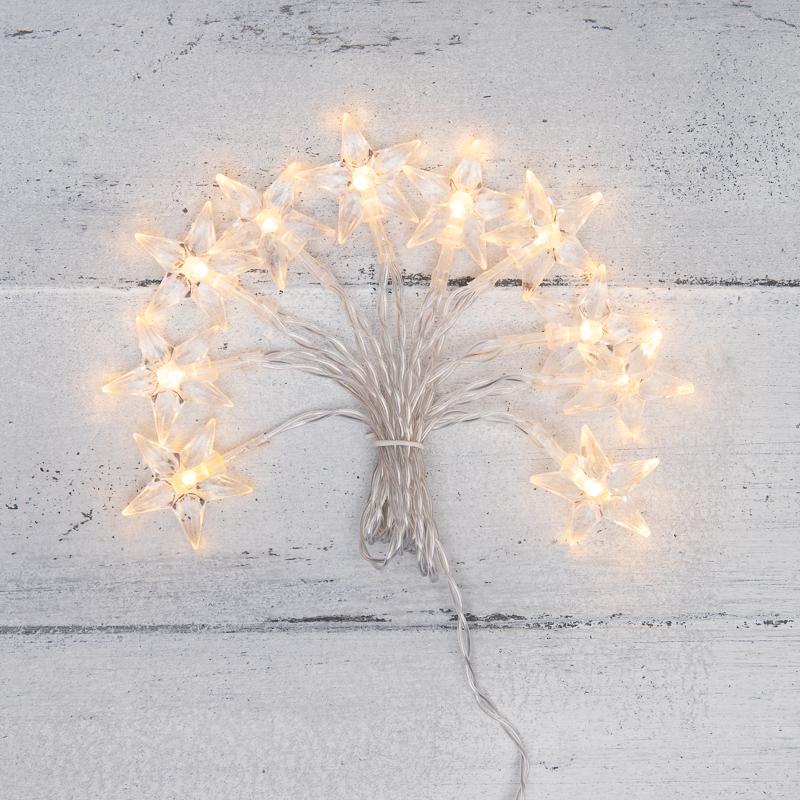 Гирлянда светодиодная Звездочки 1,5 м, 10 LED, прозрачный ПВХ, цвет свечения теплый белый, 2 х АА (батарейки не в комплекте)