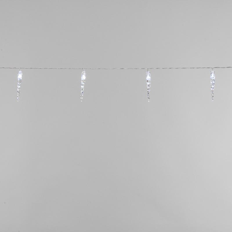 Гирлянда светодиодная Сосульки 1,5 м, 10 LED, прозрачный ПВХ, цвет свечения белый, 2 х АА (батарейки не в комплекте)