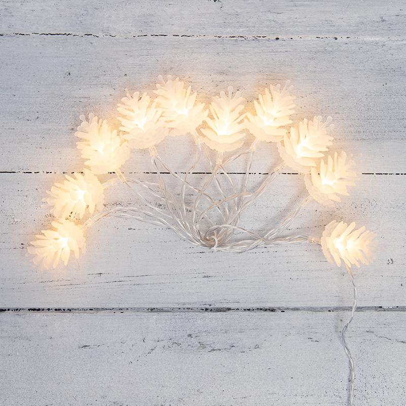 Гирлянда светодиодная Шишки 1,5 м, 10 LED, прозрачный ПВХ, цвет свечения теплый белый, 2 х АА (батарейки не в комплекте)