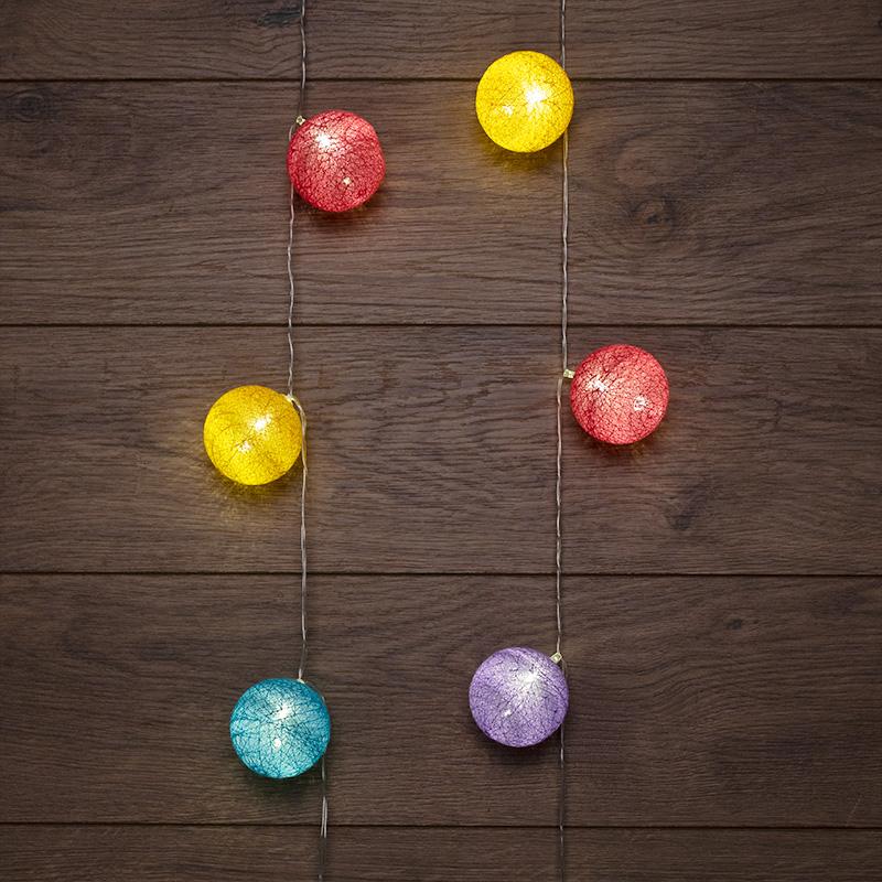Тайские фонарики Фейерверк 1,5 м, прозрачный ПВХ, 10 LED, теплый белый, питание 2 х АА (батарейки не в комплекте)