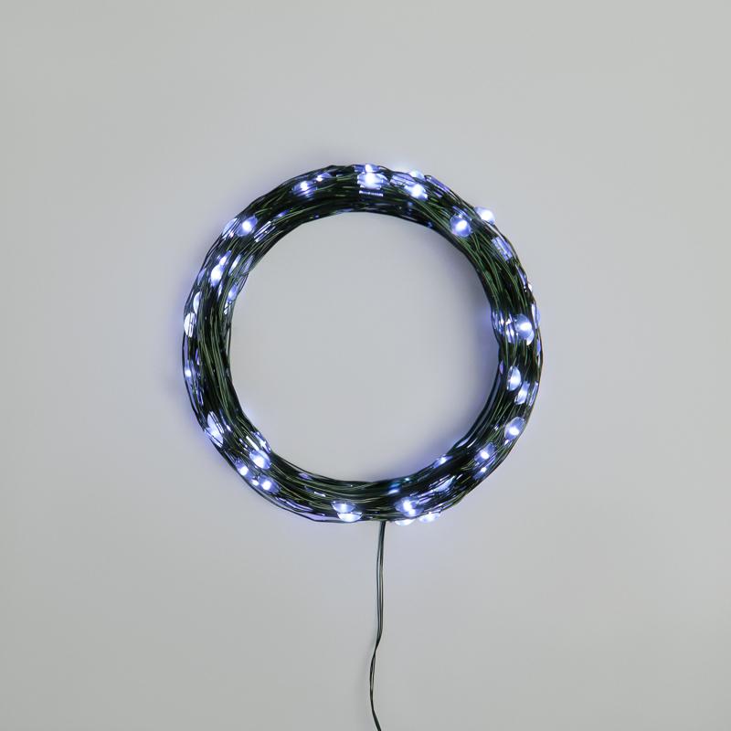 Гирлянда светодиодная Роса с контроллером 20м, 200LED, БЕЛЫЙ, IP20, 230В, зеленый провод