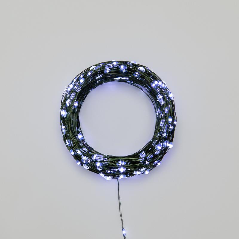 Гирлянда светодиодная Роса с контроллером 50м, 500LED, БЕЛЫЙ, IP20, 230В, зеленый провод