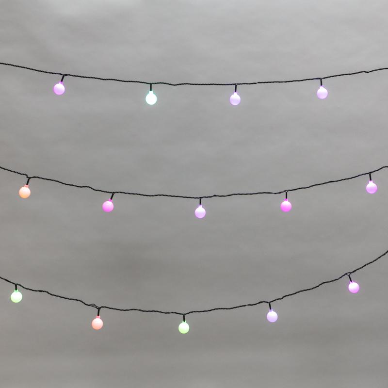 Гирлянда Шарики диаметр 25 мм, 5 м, темно-зеленый ПВХ, 25 LED, RGB, IP20, соединяется