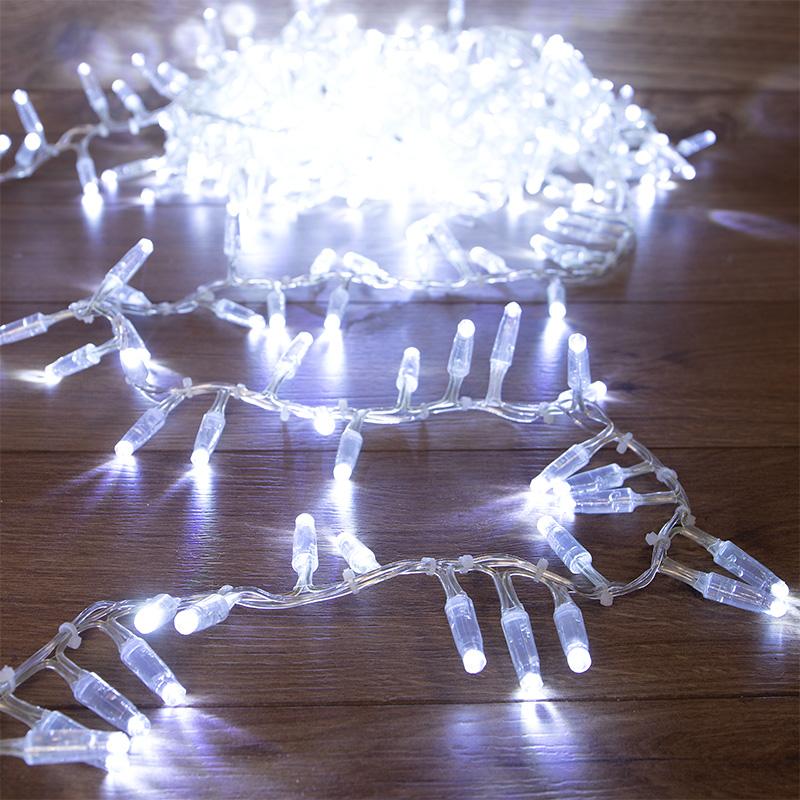 Гирлянда Кластер 10 м, 400 LED, прозрачный ПВХ, IP65, соединяемая, цвет свечения белый