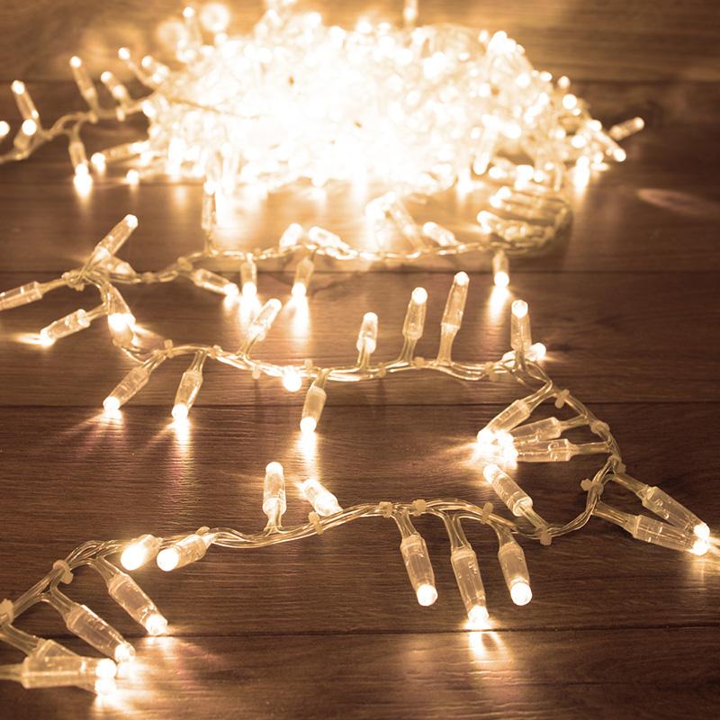 Гирлянда Кластер 10 м, 400 LED, прозрачный ПВХ, IP65, соединяемая, цвет свечения теплый белый