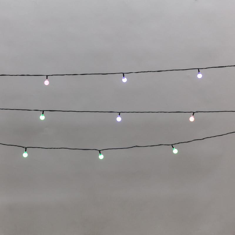 Гирлянда светодиодная Шарики 5м, 20LED, IP20, зеленый провод, свечение мульти (RG/RB), мигание, 230В