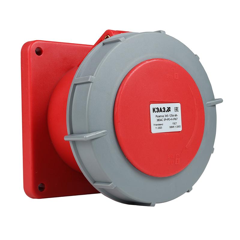 Розетка 345-125А-6h-380AC-3P+PE+N-IP67