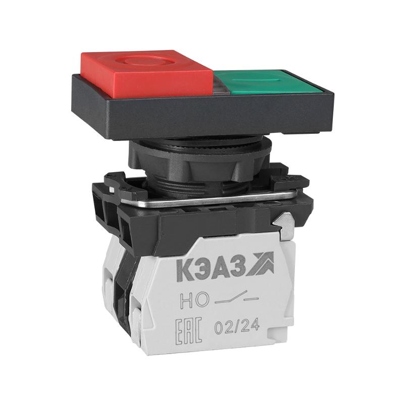 Кнопка КМЕ9111мЛ-220В-зел-красн-1но+1нз-двойная-индикатор-IP40