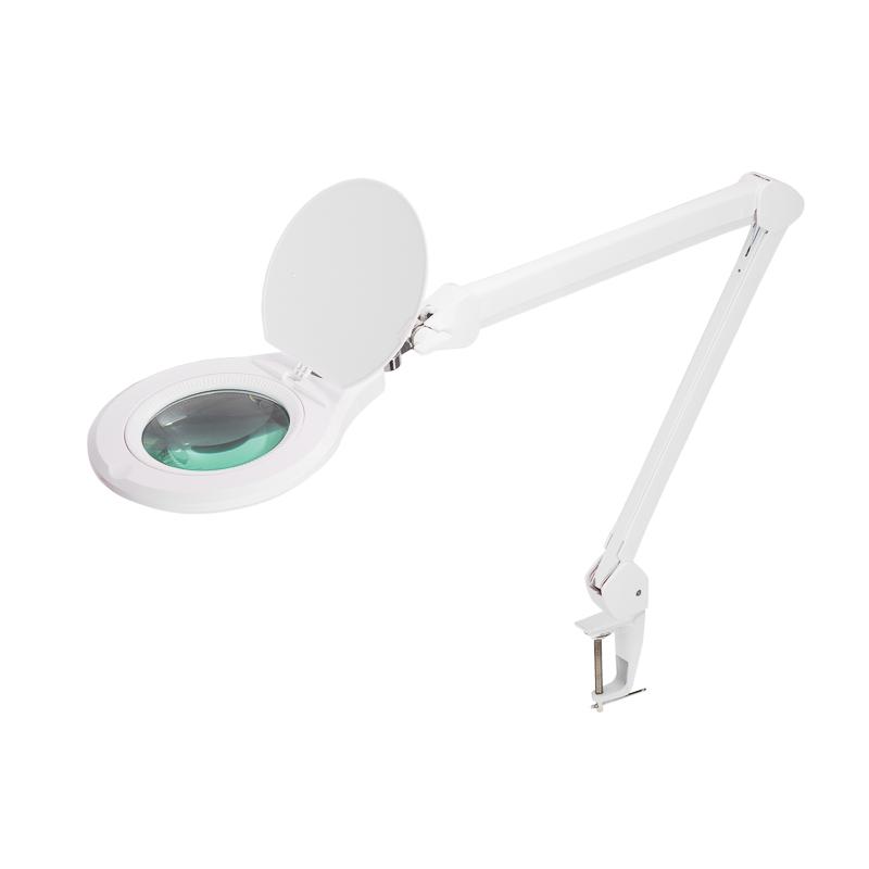 Лупа на струбцине , круглая, 5D, с подсветкой 72 LED, регулятор яркости, белая