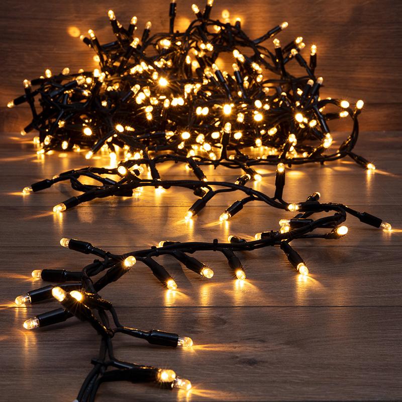 Гирлянда Кластер 10 м, 400 LED, черный каучук, IP67, соединяемая, цвет свечения теплый белый