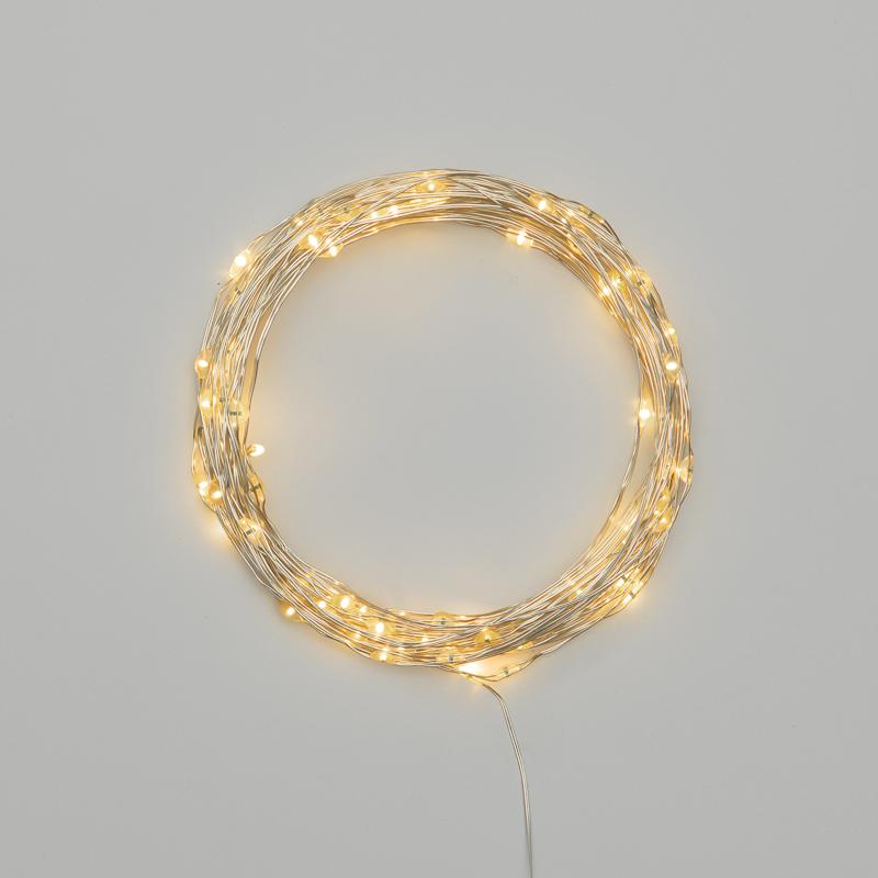 Гирлянда Роса 10 м, 100 LED, USB, теплое белое свечение
