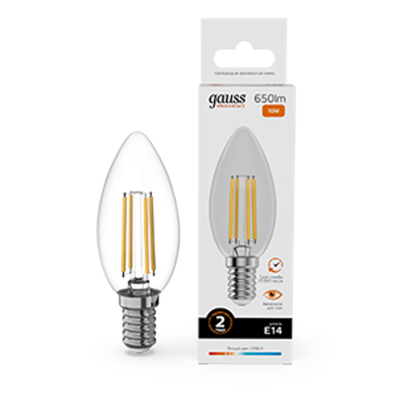 Лампа светодиодная   Filament Elementary Свеча 10W 650lm 2700К Е14 LED 1/10/100