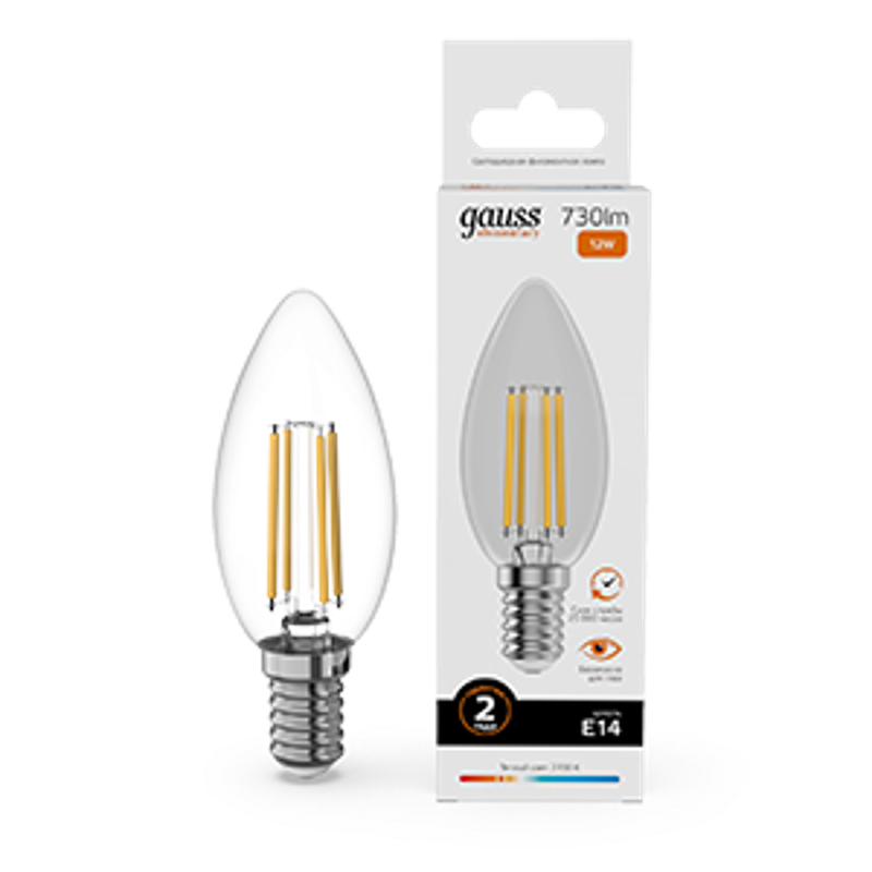Лампа светодиодная   Filament Elementary Свеча 12W 730lm 2700К Е14 LED 1/10/100
