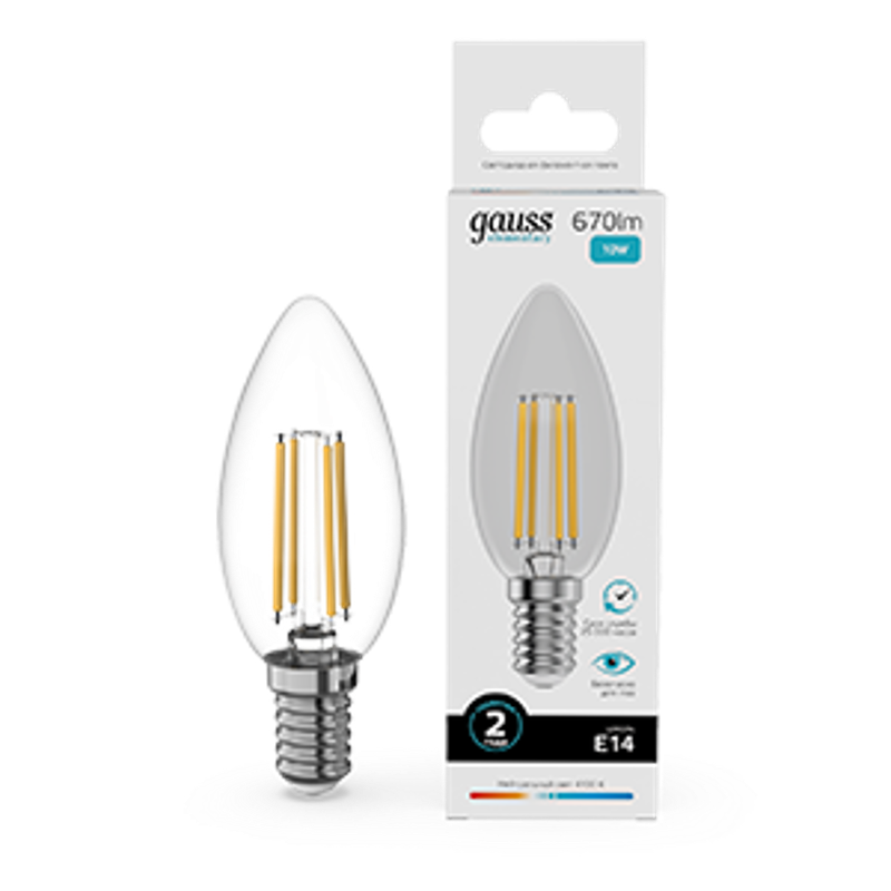 Лампа светодиодная   Filament Elementary Свеча 10W 670lm 4100К Е14 LED 1/10/100