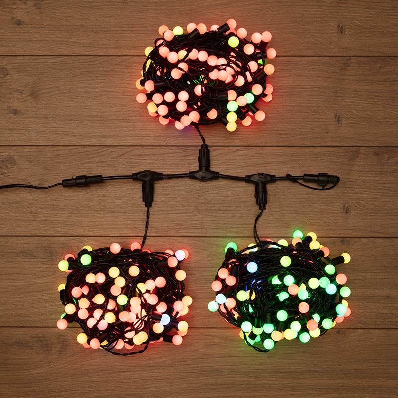 Гирлянда "LED ClipLight - МУЛЬТИШАРИКИ" 24V, 3 нити по 20 м, свечение с динамикой, цвет диодов RGB