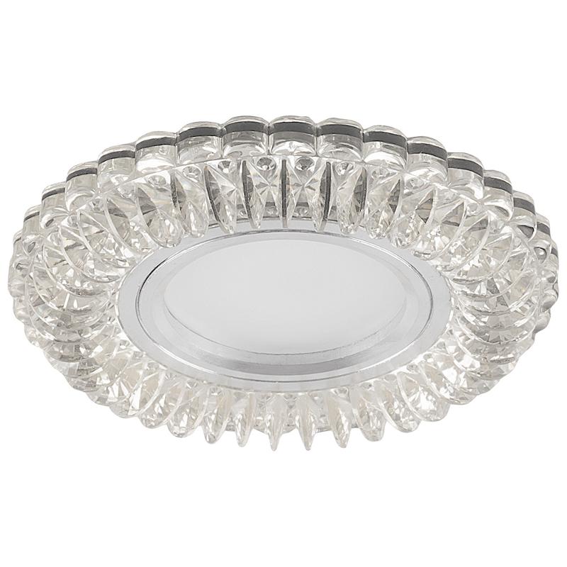 Светильник точечный встраиваемый под лампу, с LED подсветкой CD904 15LED*2835 SMD, MR16 50W G5.3, прозрачный (+синяя подсветка)