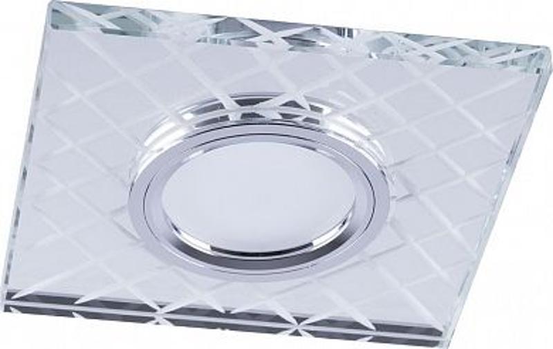 Светильник точечный встраиваемый под лампу, с LED подсветкой CD984 15LED*2835 SMD 4000K, MR16 50W G5.3, "квадрат", прозрачный, хром