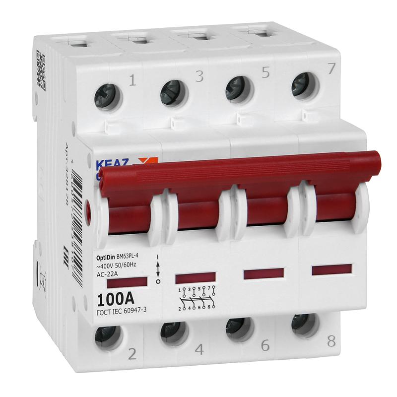 Выключатель нагрузки модульный OptiDin BM63PL-4100-УХЛ3 (BM63PL)