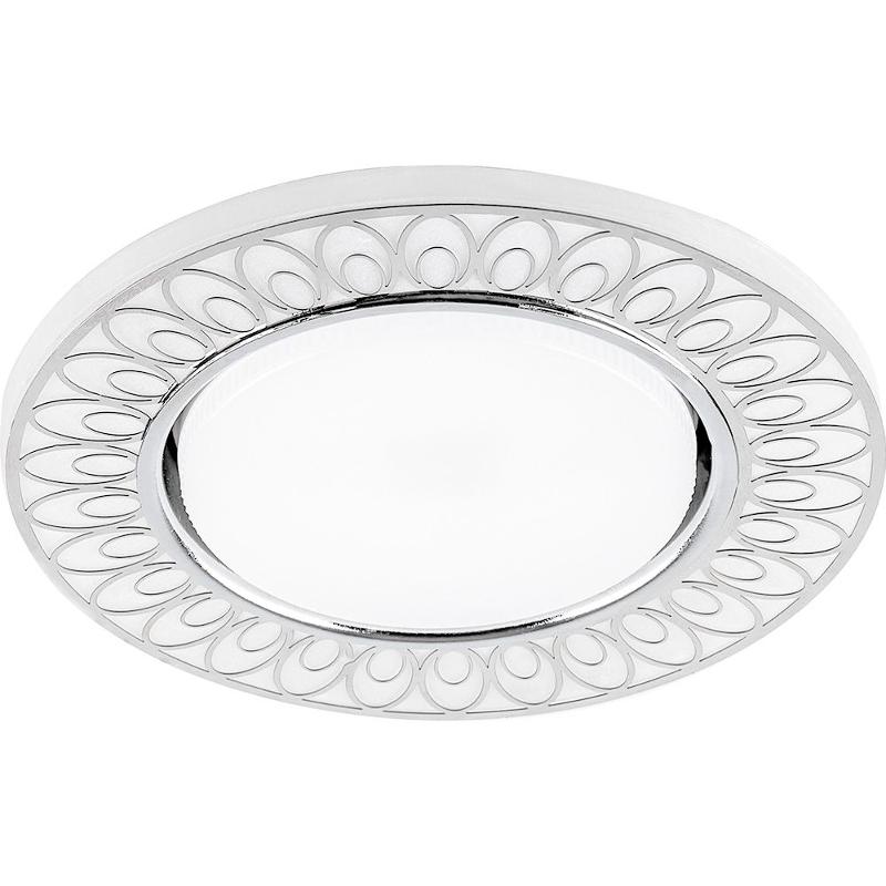 Светильник встраиваемый с белой LED подсветкой CD9913 потолочный GX53 без лампы, матовый белый, хром