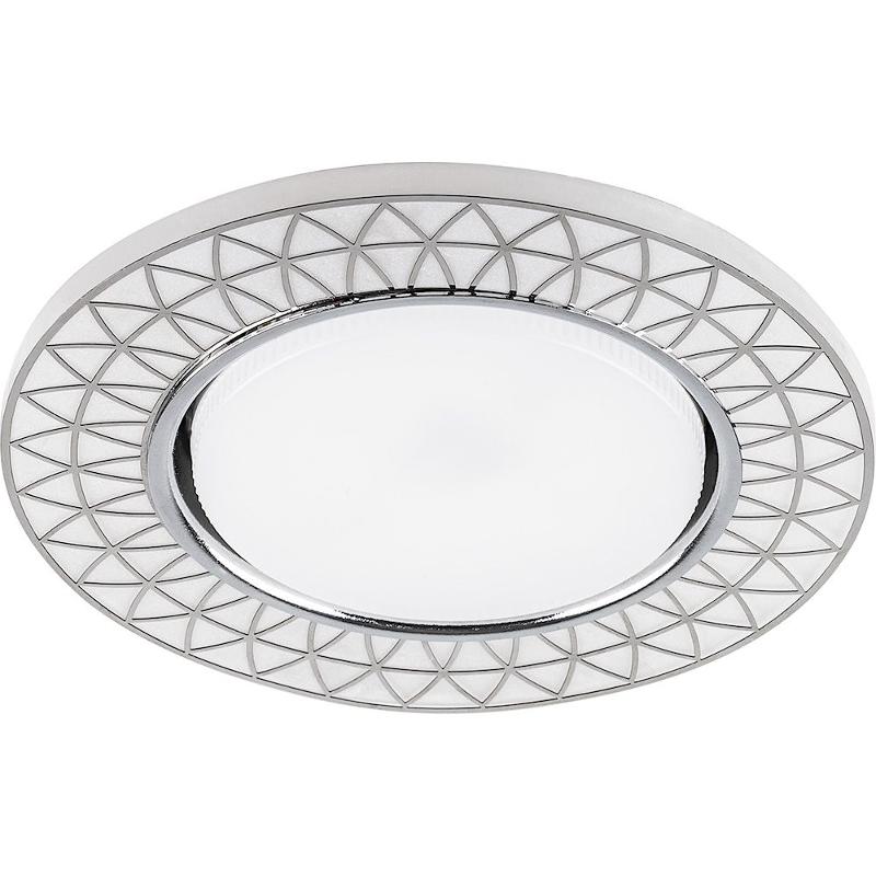 Светильник встраиваемый с белой LED подсветкой CD9914 потолочный GX53 без лампы, матовый белый, хром