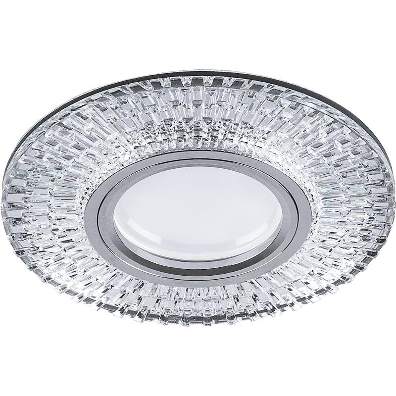 Светильник точечный встраиваемый под лампу, с LED подсветкой CD943 15LED*2835SMD 4000K, MR16 50W G5.3, прозрачный, хром