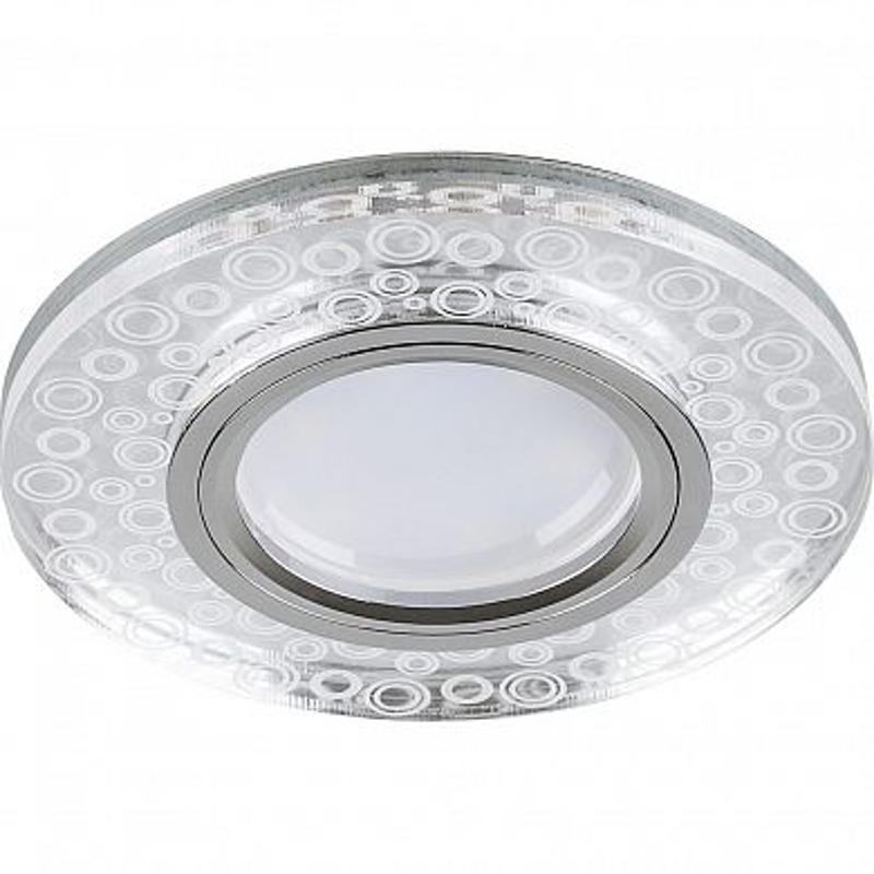 Светильник точечный встраиваемый под лампу, с LED подсветкой CD961 15LED*2835SMD 4000K, MR16 50W G5.3, прозрачный, хром