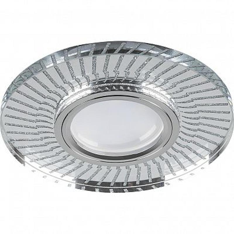 Светильник точечный встраиваемый под лампу, с LED подсветкой CD979 15LED*2835SMD 4000K, MR16 50W G5.3, прозрачный, хром