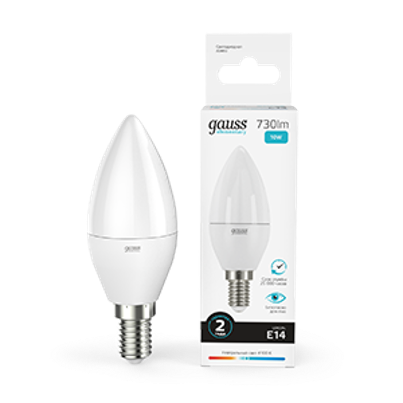 Лампа светодиодная LED 10Вт E14 220В 4100К Elementary свеча