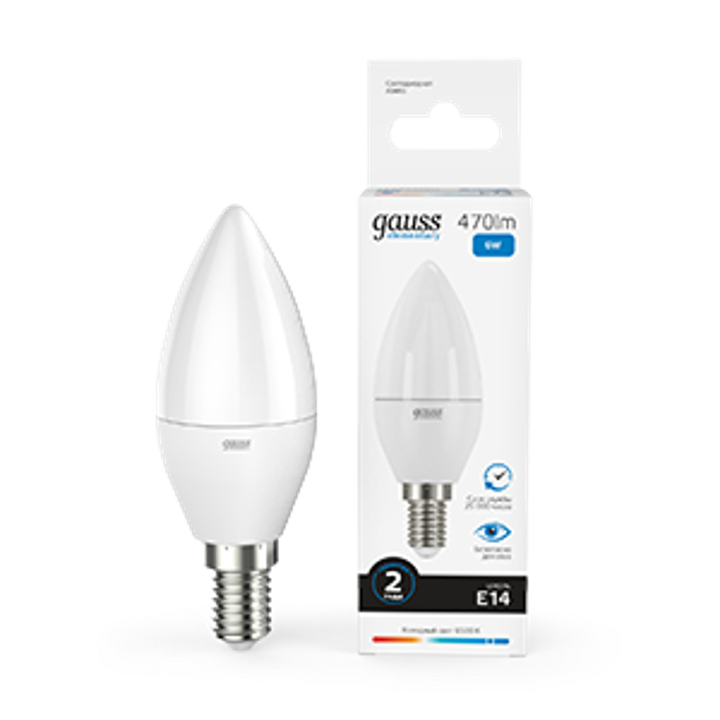 Лампа светодиодная LED 6Вт E14 220В 6500К Elementary свеча