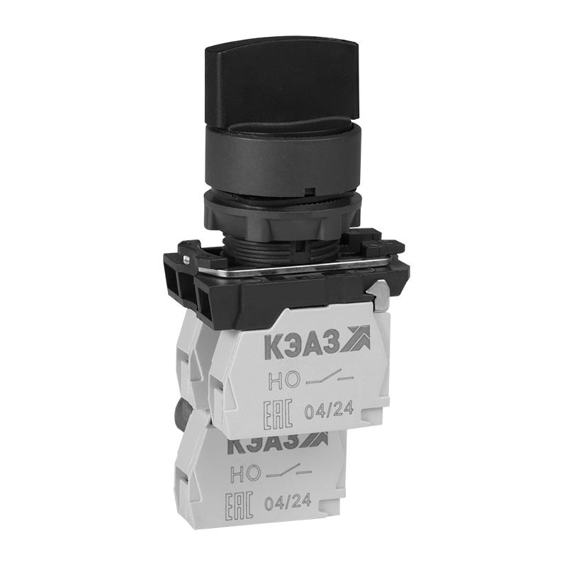 Переключатель КПЕ1610Р-черный-1но+0нз-ручка-фикс-2поз-IP65-КЭАЗ