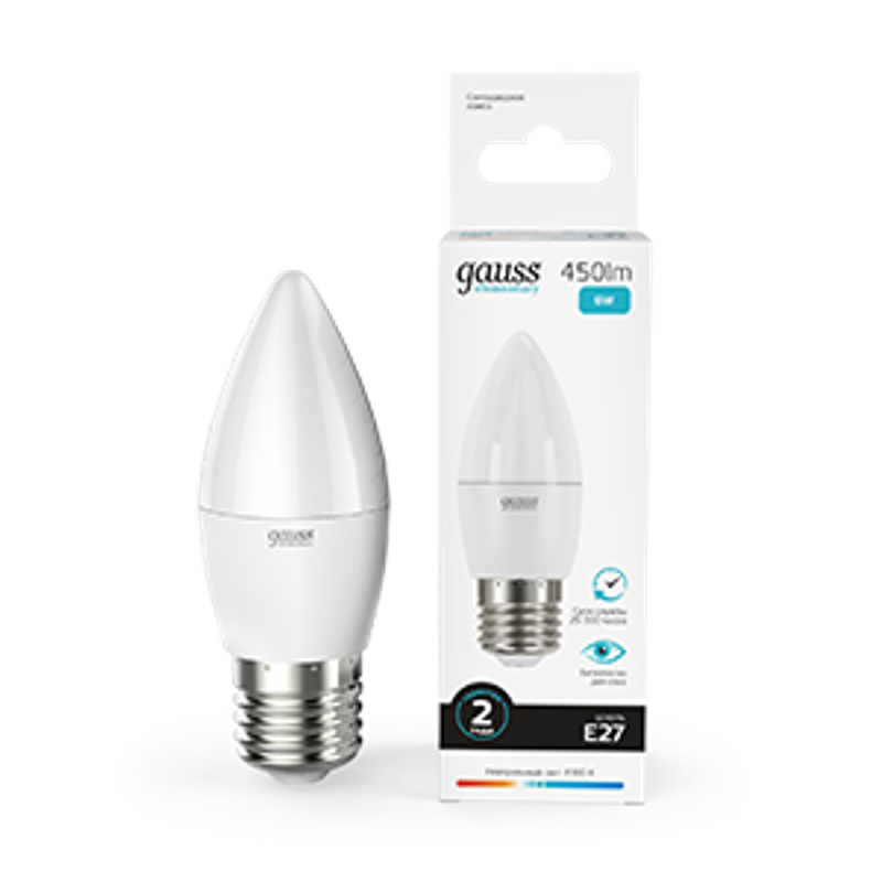 Лампа светодиодная LED 6Вт E27 220В 4100К Elementary свеча