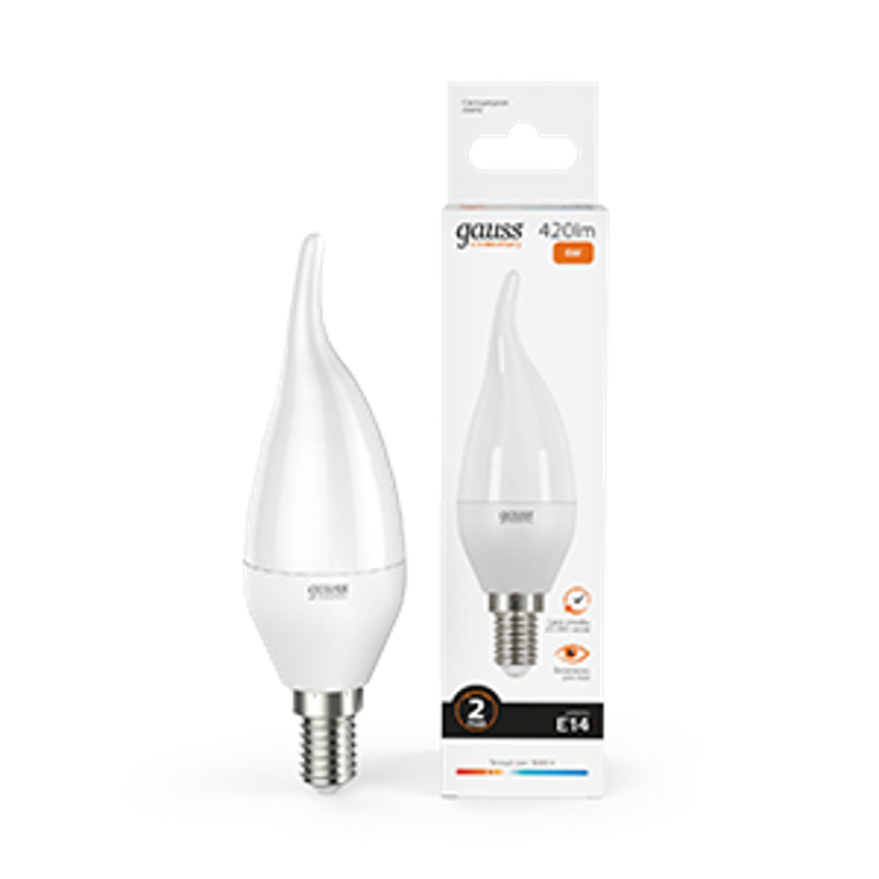 Лампа светодиодная LED Elementary Свеча на ветру 6W E14 420lm 3000K