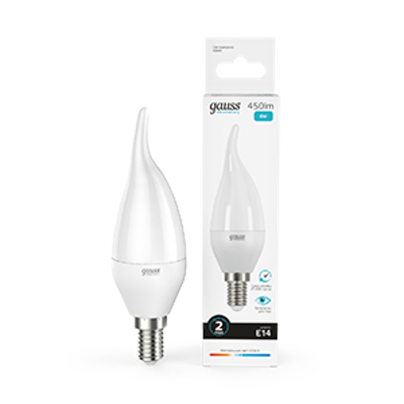 Лампа светодиодная LED 6Вт E14 220В 4100К Elementary свеча на ветру