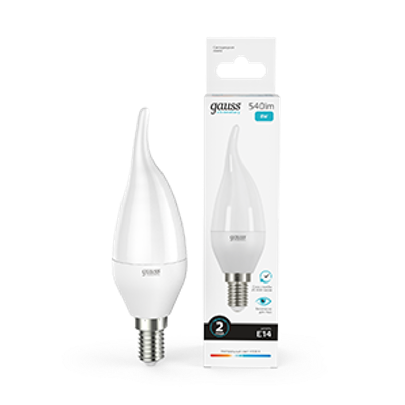 Лампа светодиодная LED 8Вт E14 220В 4100К Elementary свеча на ветру