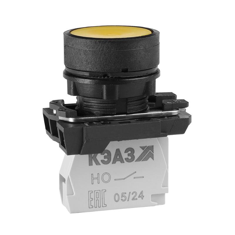 Кнопка КМЕ4111м-желтый-1но+1нз-цилиндр-IP40